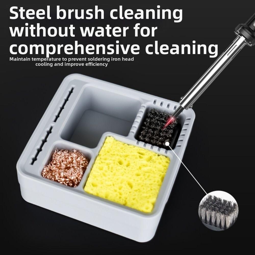Steel Brush Tin Dross Collection Box Silicone Tin Slag Case Solder Tip Cleaner Soldering Iron Tips