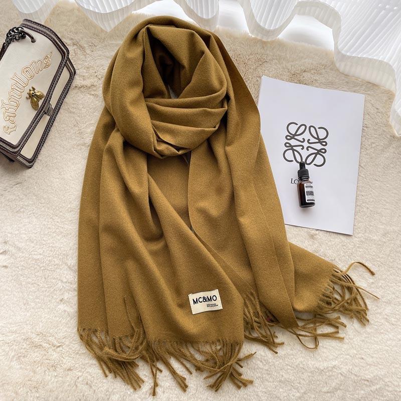 Solid color imitation cashmere scarf women's winter men's couple shawl dual-purpose warm long thickened