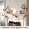 Patriotic Bow Garland - Memorial Day Decor - America 0th Anniversary Decoration - Fourth Of Home Party Supplies Independ