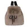 Mochila de Pelúcia Y2k Feminina Pequena Fofa com Cordão Leopardo Fofa Bolsa Macia Liso Lã Mochila de Lã Quente de Inverno Mini Mochila de Pele Sintética