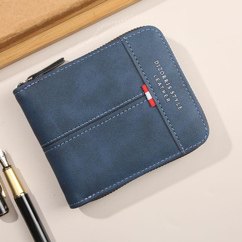 Schoolbag1011 new men's wallet short horizontal zipper 30% off change bag retro casual buckle square bag