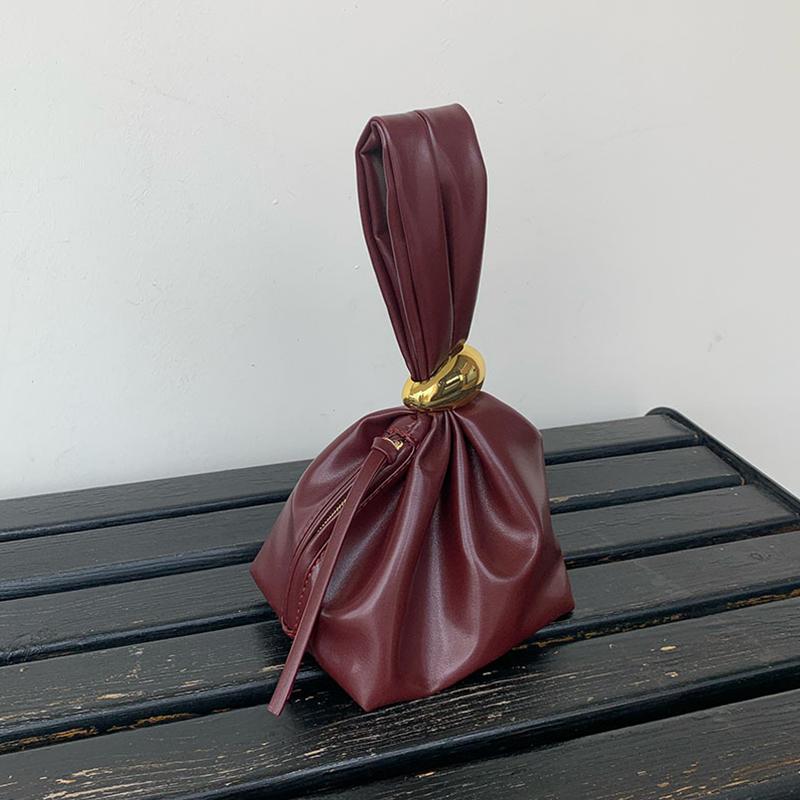 Fashion Designer Women's Small Handbag Soft Leather Pleated Ladies Mini Clutch Bag Female Party Evening Purses Bucket Bag