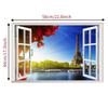 57*90cm 3D Natural Scenery Eiffel Tower False Window Wall Painting Living Room Bedroom Removable Wall Sticker Hoom Decor