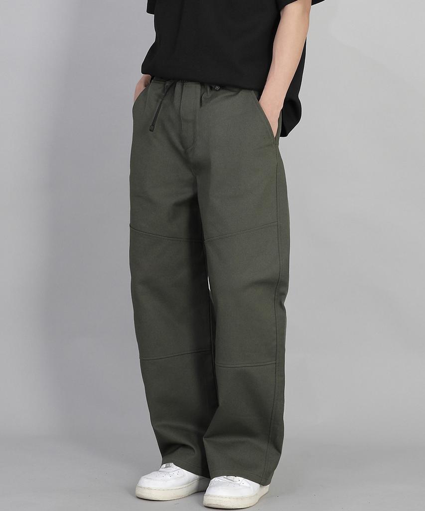 Seinteukeulu Front-Cutting Detail Ex Wide Pants Cde-371 Khaki