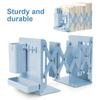 Retractable Desktop Bookstand with Basket & Hook Modern Metal Book Holder Vertical File Sorter Rack Office Accessories