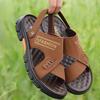 Sandals Summer Fashion Simple Wading Shoes Leather Soft Sole Comfortable Non-slip Breathable Half Slippers Men