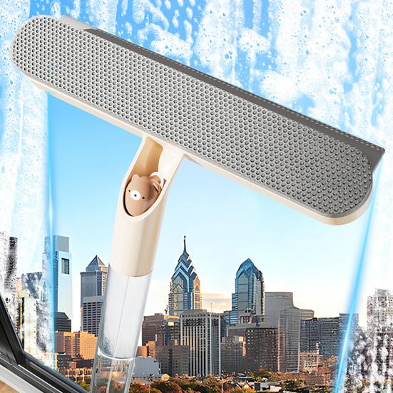 Window Screen Cleaning Brush 3 In 1 Glass Wiper with Retractable Wand Built-in Crevice Brush Swiveling Head Multi-Surface Cleaner