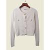 Fall 2024 New Arrival Cardigan Classic Style Socialite Small Loose Long Sleeves Knitting Outer Tops round Neck Metal Buckle Outwear