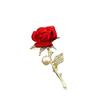 Elegant Red Rose Brooch - Exquisite Long Pin for a Fashionable Suit Accessory