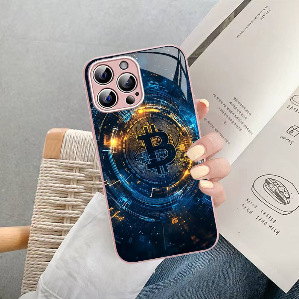 

B-Bitcoin Tempered Glass For Iphone 14 13 12 11 Pro Mini XS MAX 14Plus X XS XR Fundas iphone 14 plus