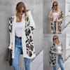 New Spring Women's Oversized Knit Cardigan Coat Leopard Print Sweater