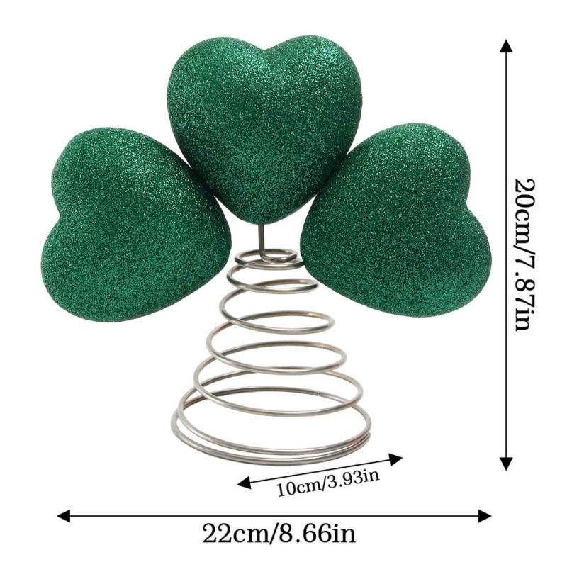 Patricks Day Shamrock Tree Toppers Ornament for Festival Holiday Atmosphere Durable Polyester Materials Tree Accessory