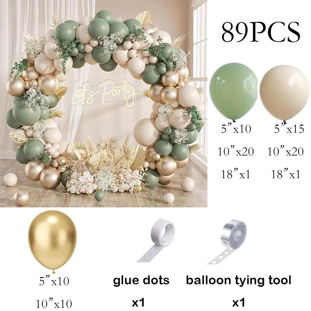 Green Balloons Arch Sage Green White Sand Gold Confetti Latex Ballon Garland Birthday Party Wedding Graduation Decoration Globos