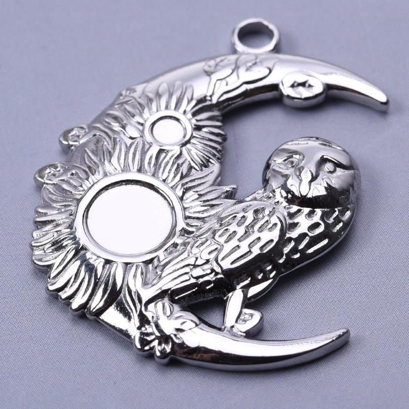 6pcs Steel Color Assorted Pendant Filligree Moon Sun Doji Charm Stainless Steel Charms For Jewelry Making Bracelets DIY Keychain