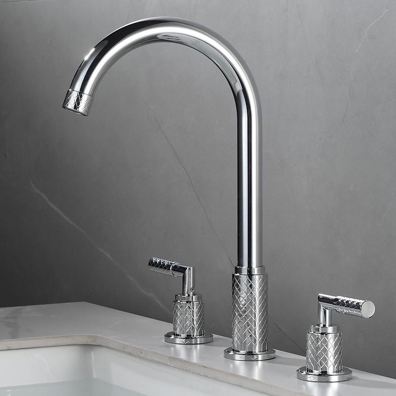 Baterii Chiuvetă Gri Alamă Antic Baterie Baie Aur Periat Baterii Chiuvetă 3 Orificii Cald și Rece Baterie Cascadă Neagră Robinet Apă