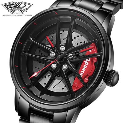 Orologio da Uomo SVJ Orologio di Alta Gamma con Mozzo Ruota Tridimensionale Vuoto Impermeabile al Quarzo