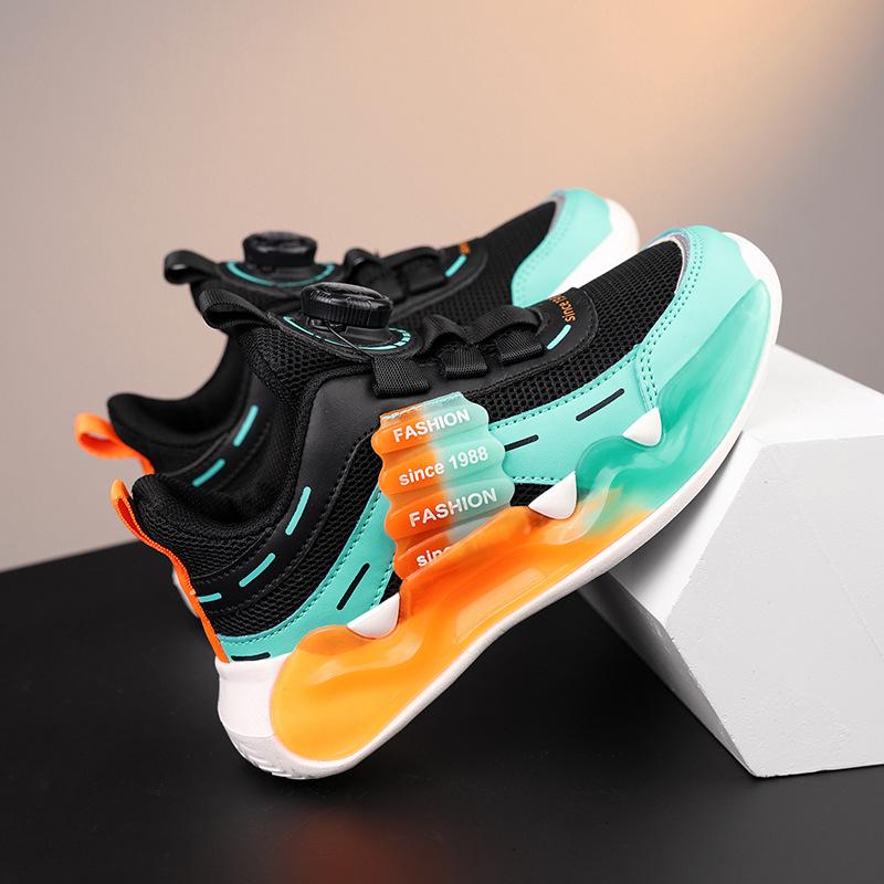 

Boys Shoes Children s Rotating Buckle Anti Slip Sports Medium Large Leather Basketball 29
