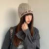 Vintage Letter Beanie Hat Hollow Knitted Pullover Hat Fashion Sequin Knitted Hat  Winter