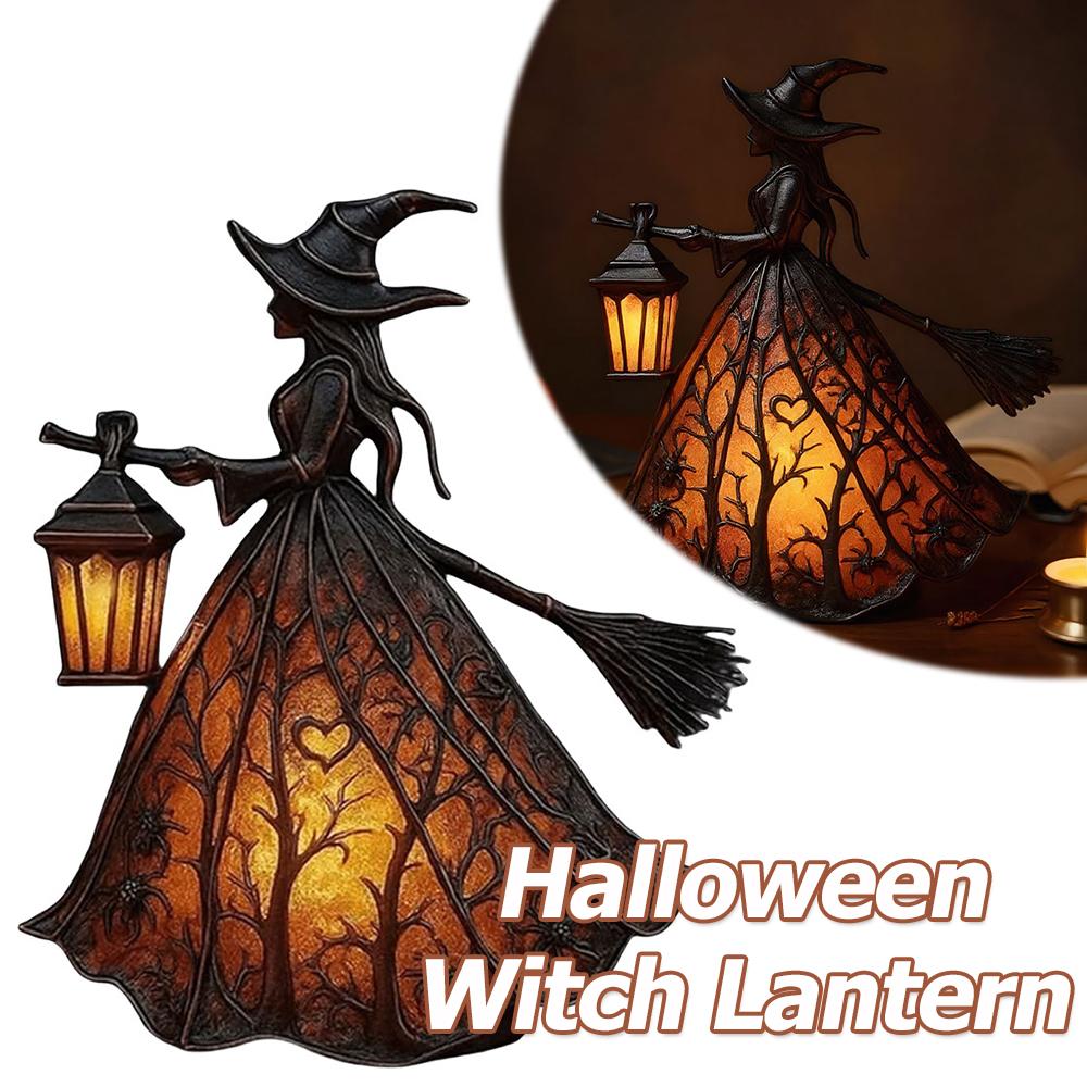 Dekoracje Halloweenowe Wewnętrzne Straszne Stojące Lampka Nocna Unikalna Statua Czarownicy Lampa Stołowa do Sypialni Wystrój Halloweenowy