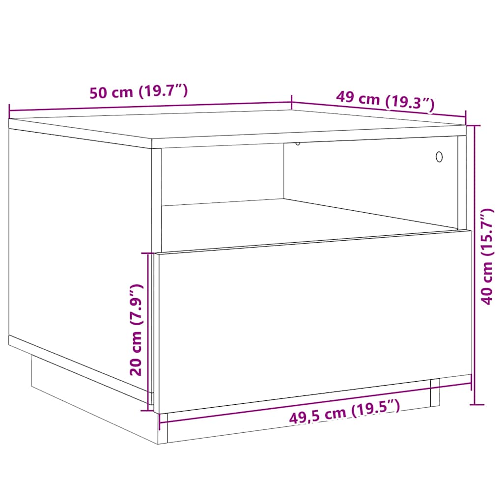 LED Coffee Table with Rustic Wood Look 50 x 49 x 40 cm