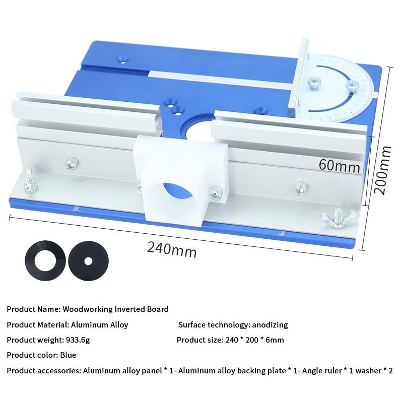 C8 Fräsliftplatten-Set - Aluminium Frästisch-Einlegeplatte, Schiebeklotz, Führungsanschlag für Holzbearbeitung