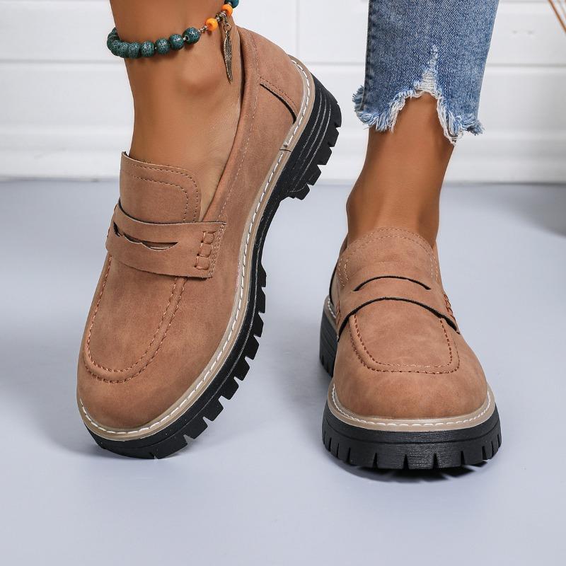 

Новая повседневная матовая женская обувь, лоферы на толстой подошве и толстом каблуке 40 темно-коричневого