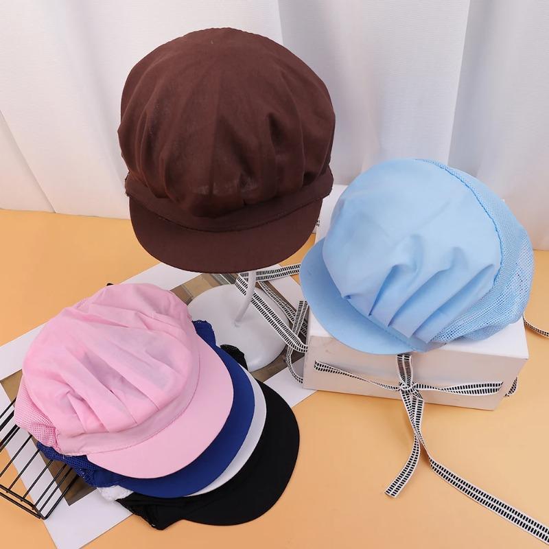 2026 Solid Breathable Work Dust Cap for Women Men Adjustable Cooking Chef Caps Food Service Hair Nets Chic Hat Work Accessories