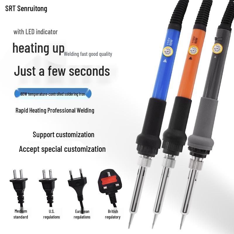 Einstellbarer 60W Lötkolben mit US-Stecker, 110V, Innenheizung, Temperaturregelung und Schalter.