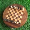 Spersonalizowana drewniana okrągła mini szachownica/kieszonkowe szachy podróżne/najlepszy prezent/prezent urodzinowy/prezent emerytalny