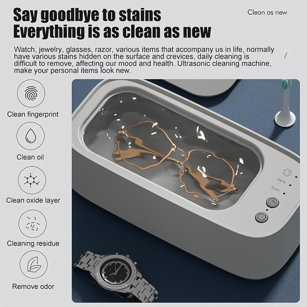 45Khz Ultrasonic Cleaning Machine 3-speed Timer High Frequency Vibration Wash Cleaner for Ring Eyewear Watch & Accessories