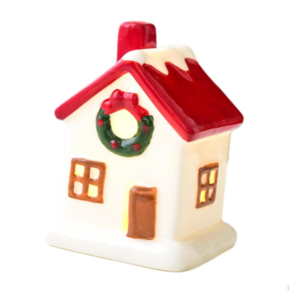 Mini Ceramic Light Up House Decoration Accessories Birthday Gift Xmas Ornament for Indoor Cabinet