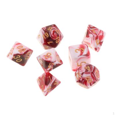 7 Stück Polyeder mit Beutel, mehrseitiges Zubehör, Requisiten, unregelmäßiges Acryl-Rollenspiel für Dnd