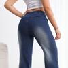 PUFFANPOP Women's Wide Leg Jeans Retro Wash High Waisted Jeans Elastic Waist Loose Straight Denim Pants Y2K Jeans Plus Size