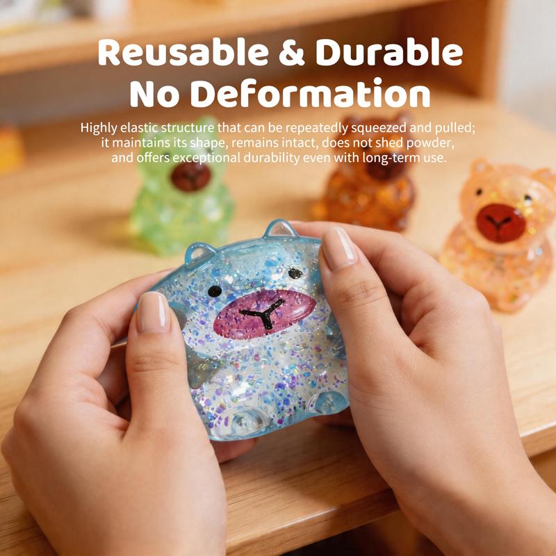 Cute Capybara Glitter Squishy Toy Slow Rising Squeeze Stress Relief Toy Sensory Fidget Toy for Anxiety Relief Party Favors Gift