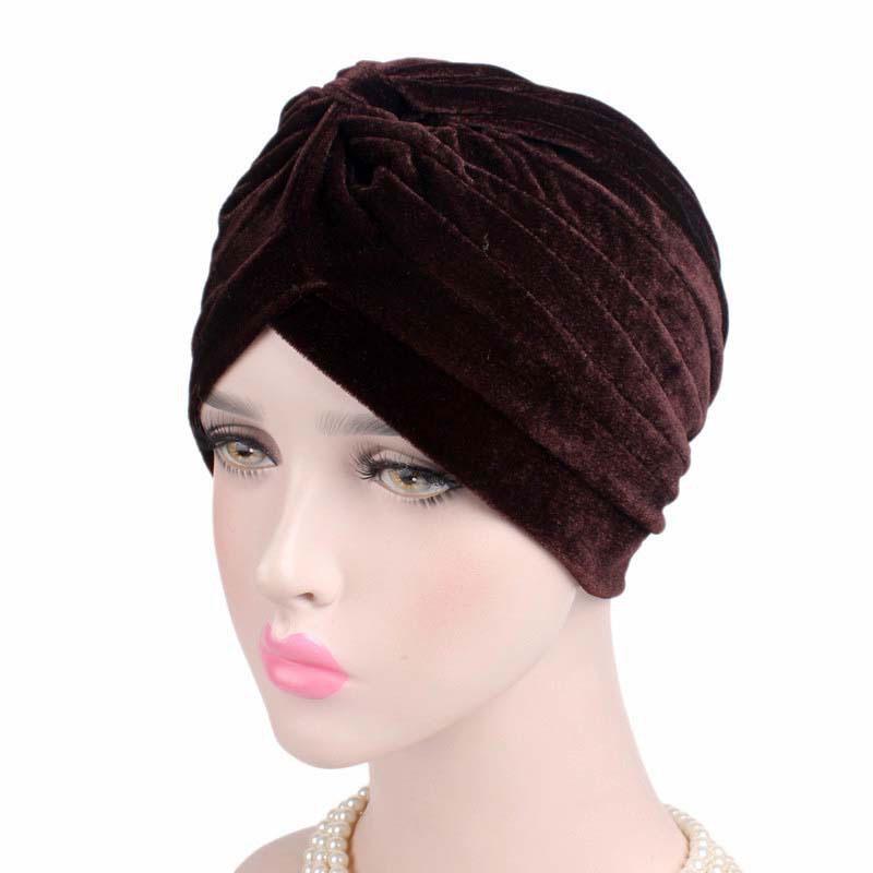 New Women Velvet Turban Hat Headband Muslim Hijab Caps Female Soft Bandana Headband Hijabs Head Wrap Hair Accessories