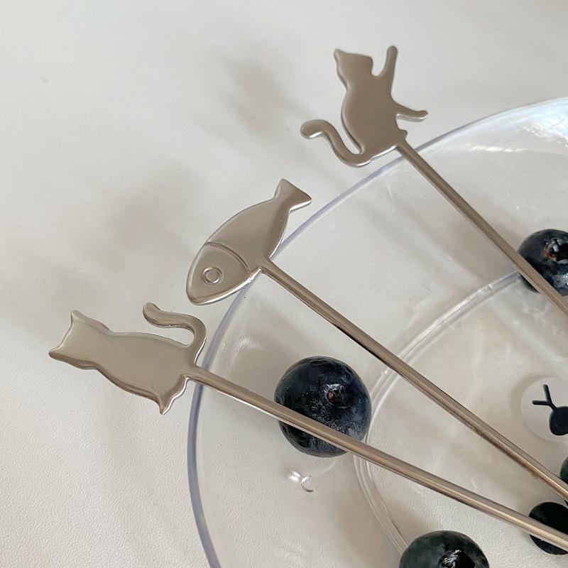Cute Paintings Cat 304 Stainless Steel Spoon Hollow For Coffee Tea Dessert Spoon Kitchen Tableware Gifts For Students Children