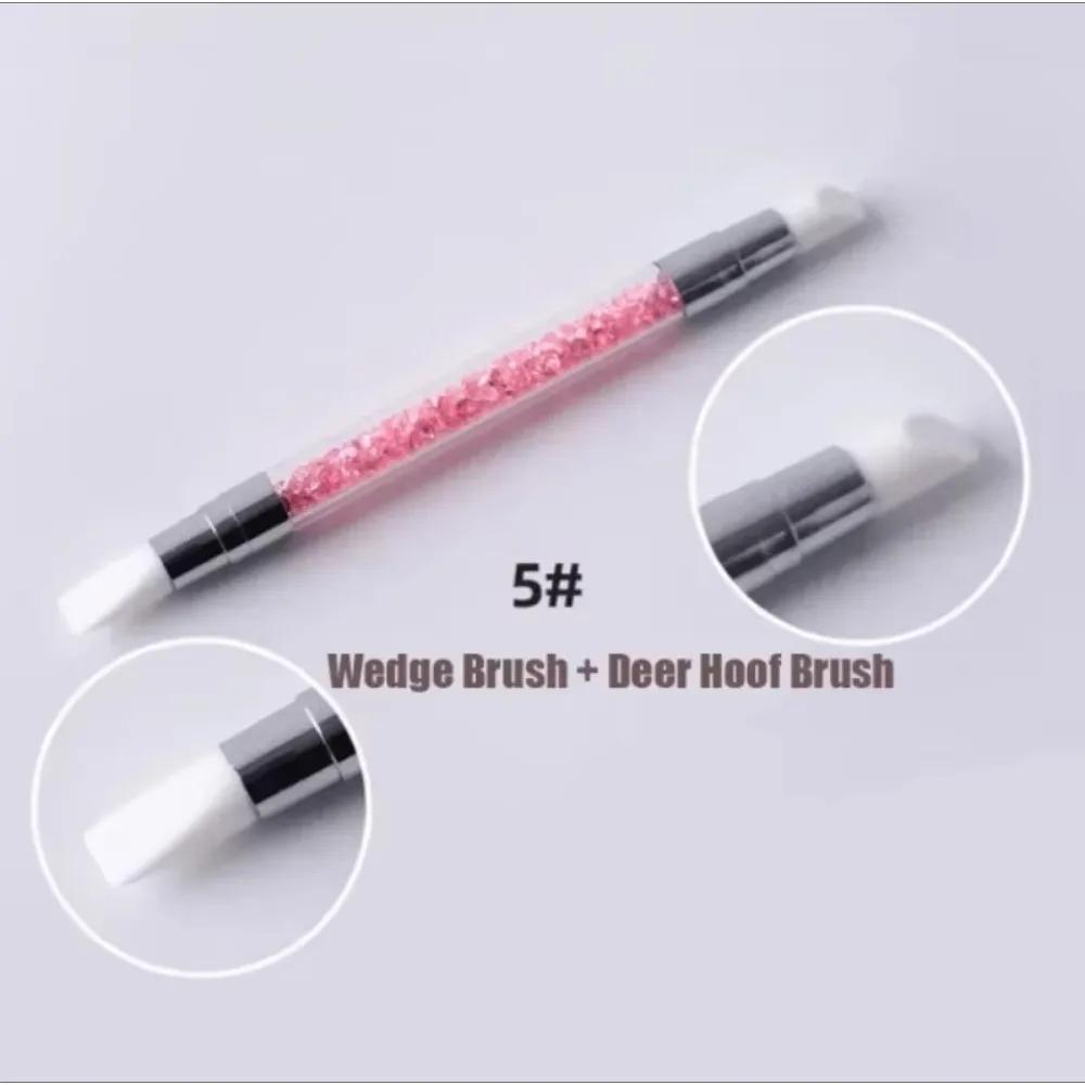 Double-ended Silicone Press Pen Wedge Deer Hoof Brush Nail Supplies Carving Glitter Powder Sticker Nail Accessories for Manicure