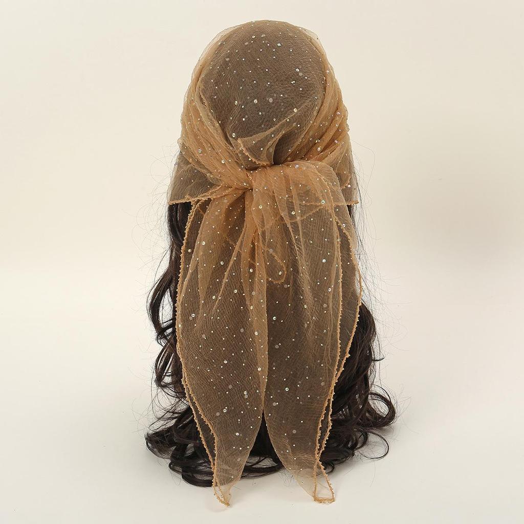 Spring Rhinestone Silk Square Scarf - Versatile, Fashionable Women's Headscarf