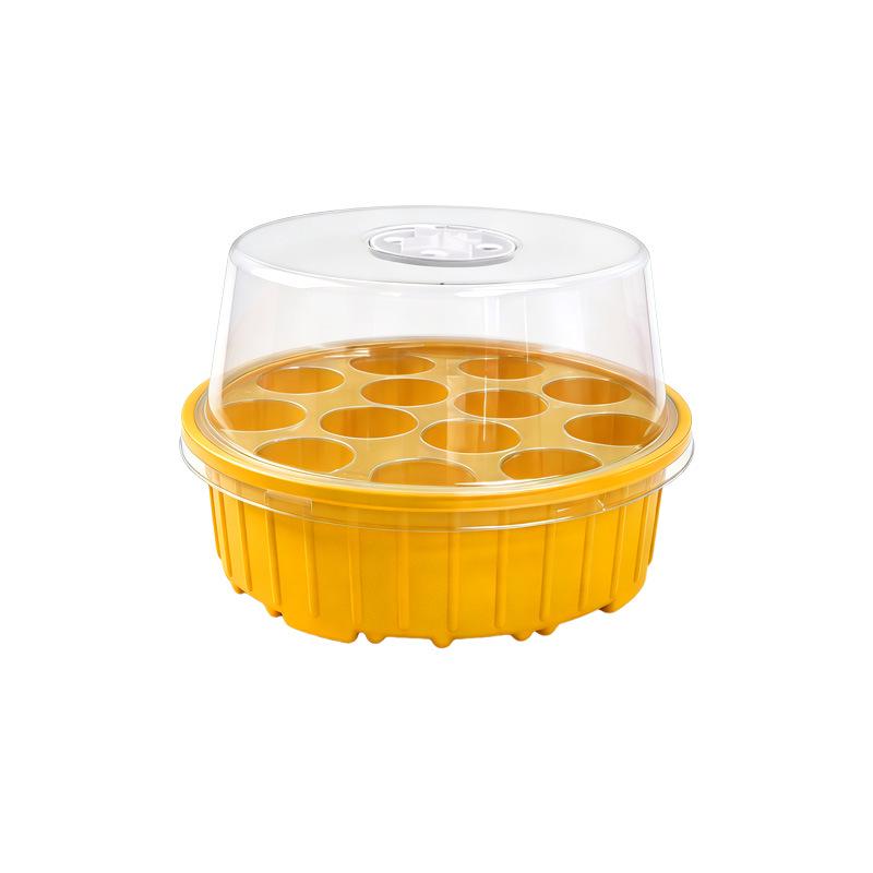 Round 13-Hole Seedling Tray Set: Three-Piece Gardening Pot for Succulents with Heat and Moisture Retention.