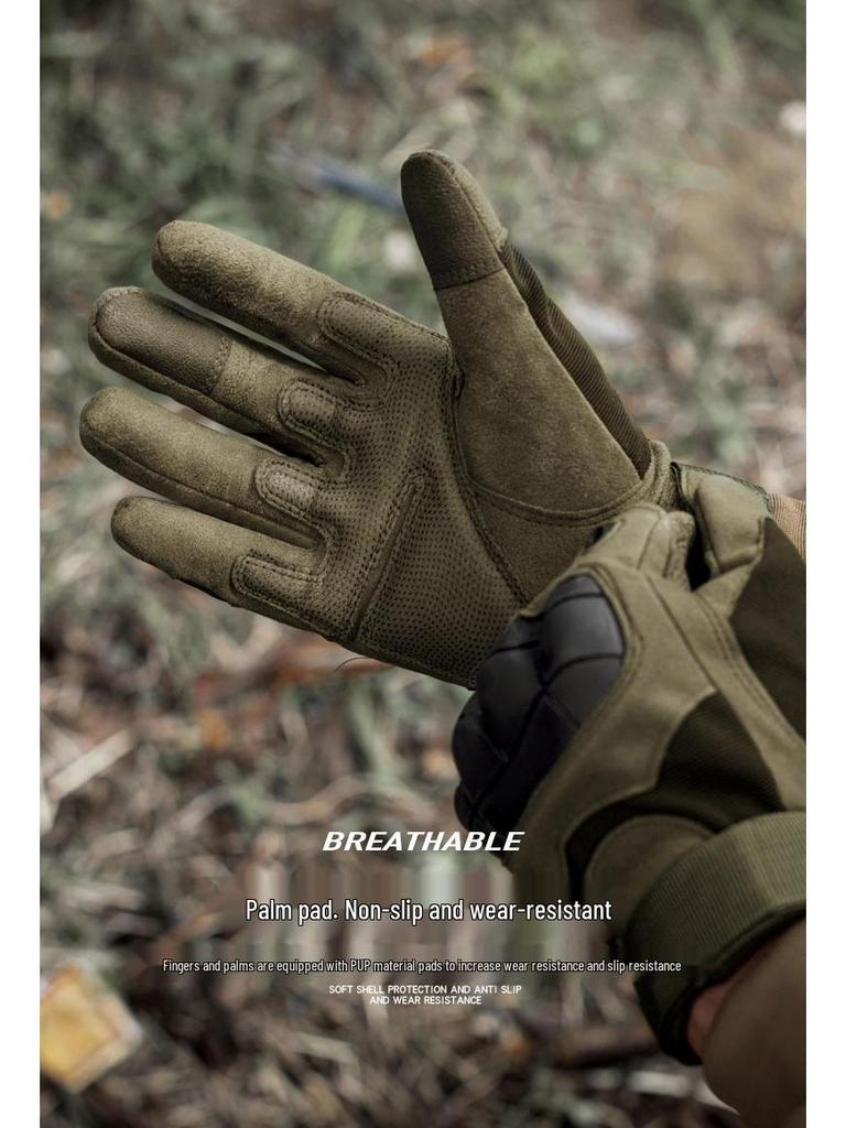 Men's Z908 Camouflage Tactical Gloves - Outdoor Full Finger Protective Sports Gear for Military, Cycling, and Training.
