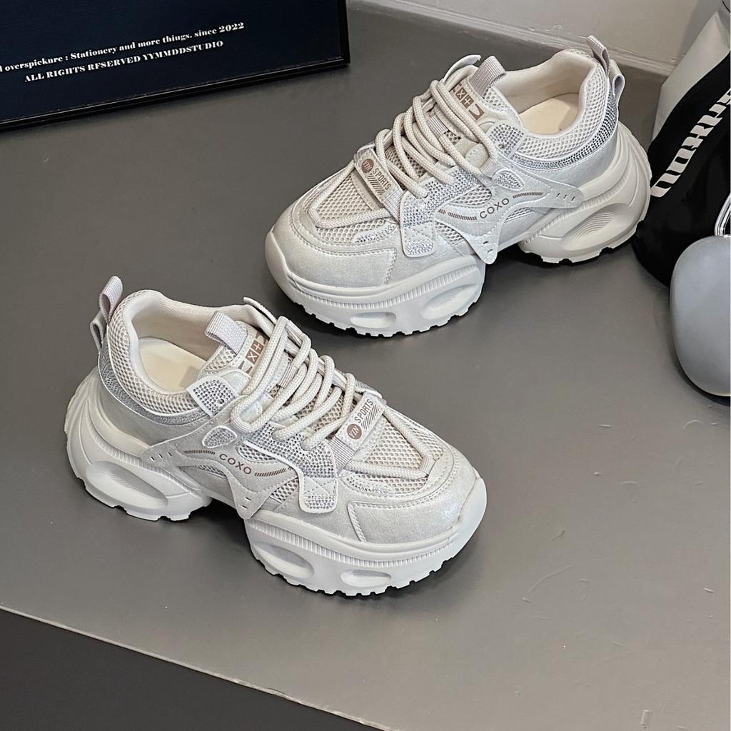 Muffin platform leather dad shoes women's 2025 autumn new popular small light casual versatile sports shoes
