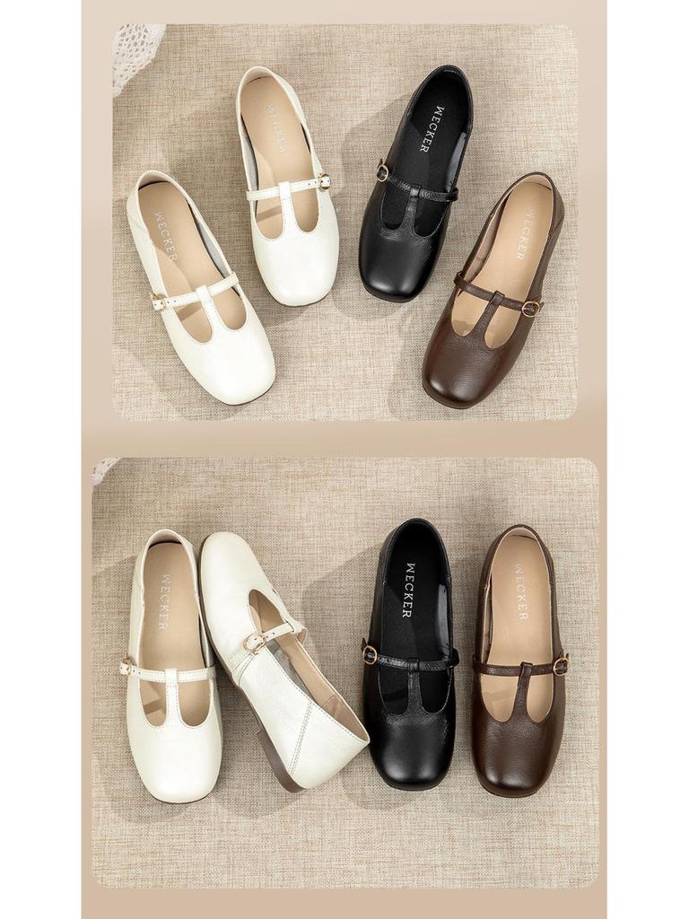 Eleganta retro höstskor 2025 med slip-on Mary Jane-skor, låg klack och fyrkantig tå och spänne.