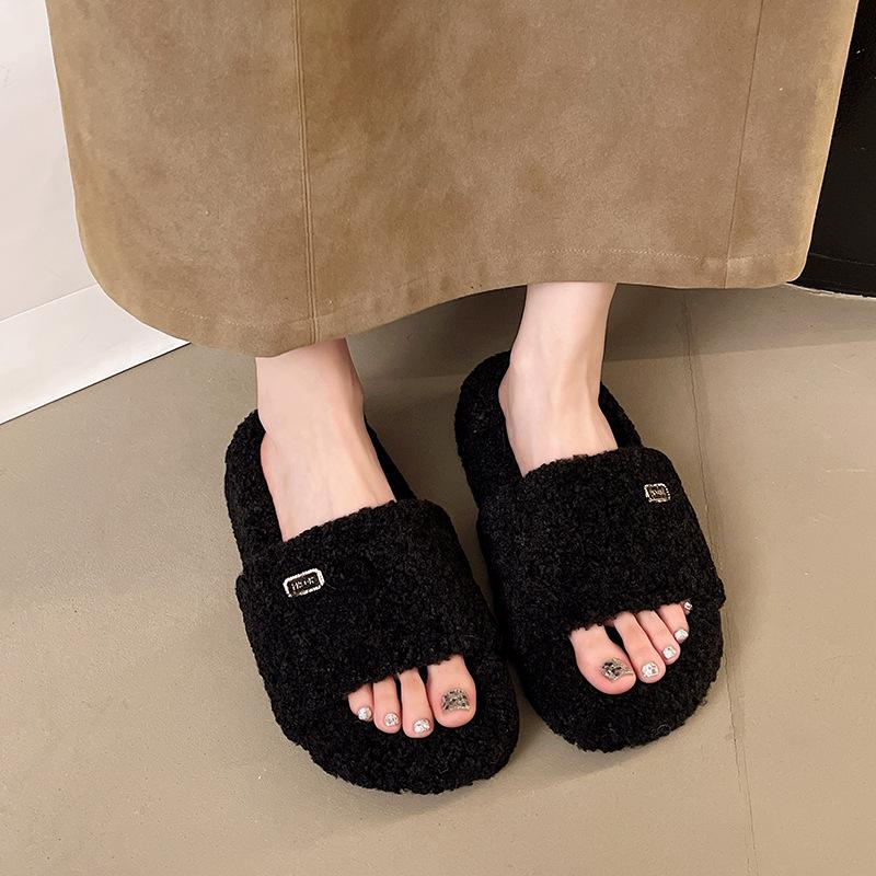 Mao Mao Slippers Women's Wear 2025 Autumn and Winter New Korean Version of Fashion Trendy Shoes, Fluffy Thickened Home Platform Slippers