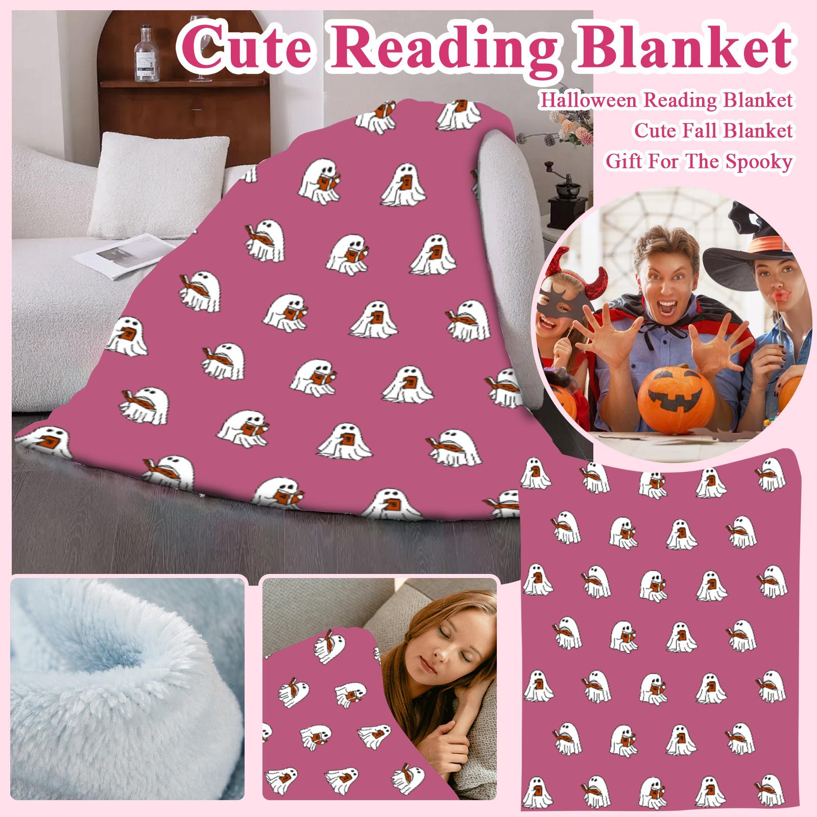 

Cute Reading Blanket, Halloween Reading Blanket, Cute Fall Blanket Gift For The Spooky XS