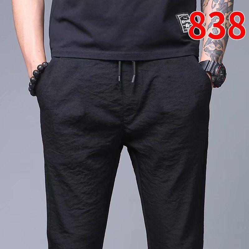 Ice silk autumn long pants men's ant casual pants spring and summer thin loose straight sweatpants men