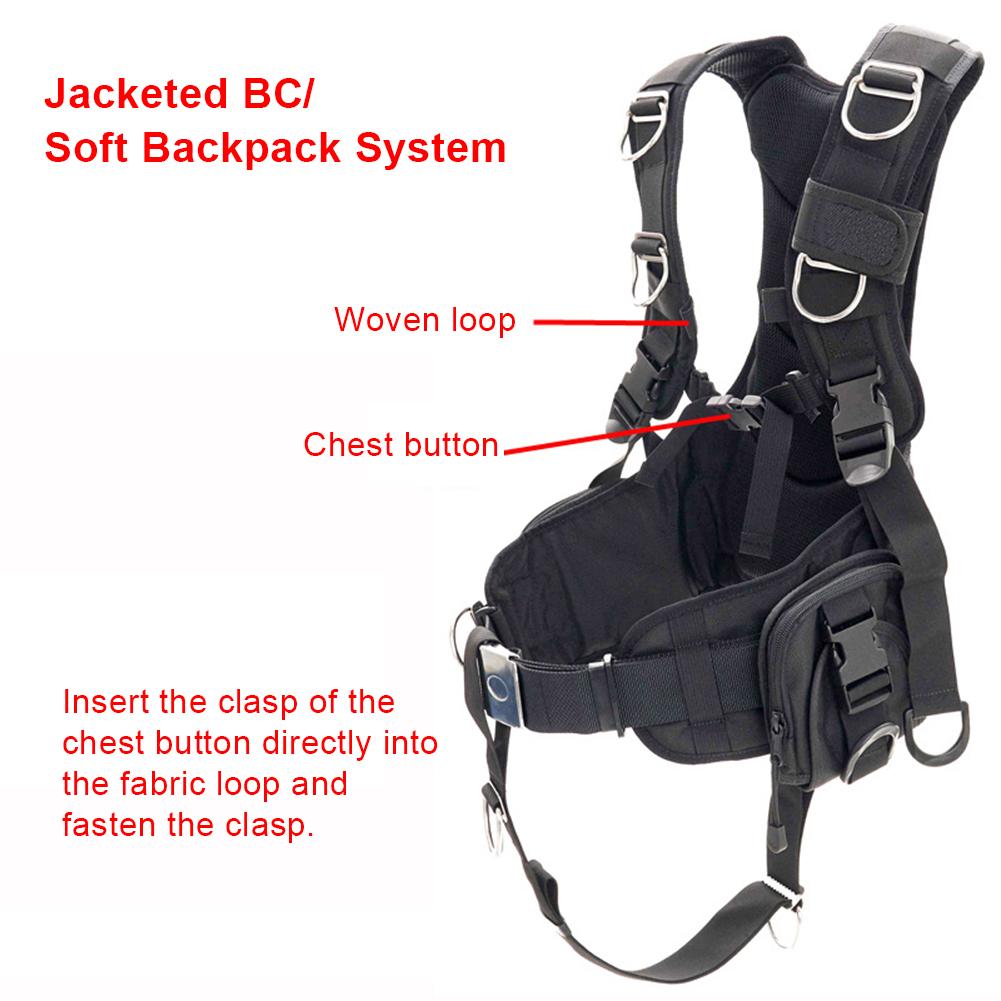 Backmount Fixed Strap Backpack Chest Strap Quick Release Diving Backplate Strap BCD Tank Strap for Underwater Equipment