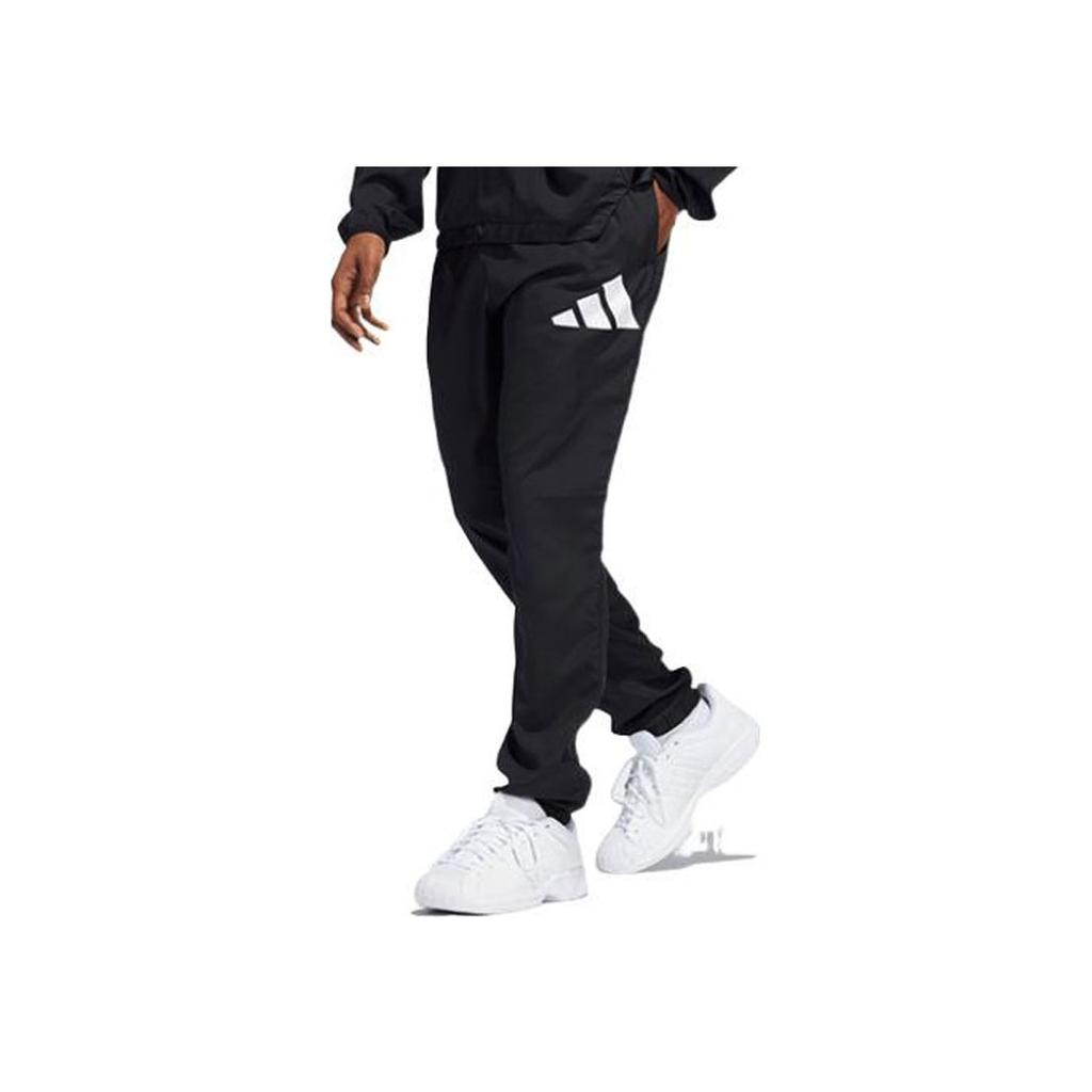 Adidas Originals Trefoil Solid Casual Basketball Pants Men Bottoms Black HF4198