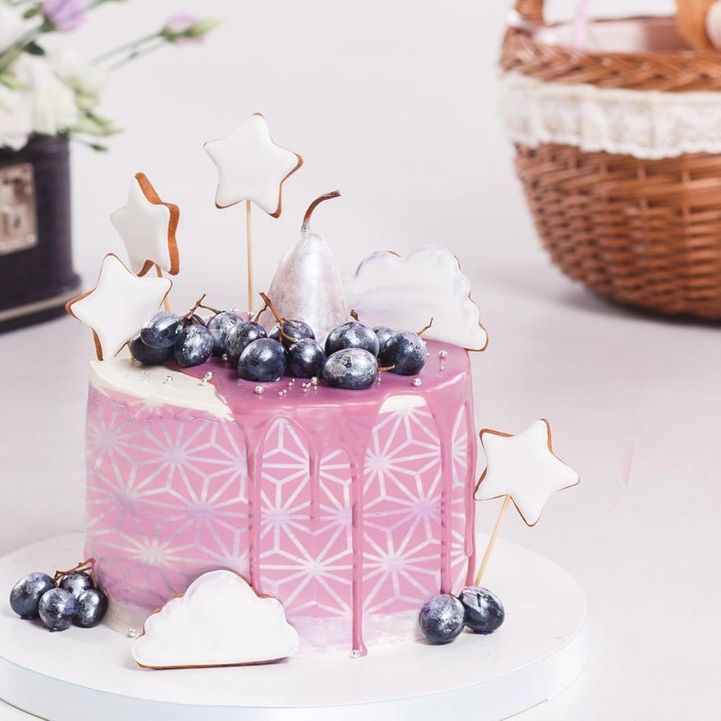 Cake Stencils for Buttercream, 10 PCS Mesh Floral Stencils for Cakes Decorating Supplies DIY Side Baking Stencil Reble Templates for Fondant Cookie