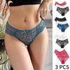 Womem Sexy Lace Panties Floral Hollow Soft Comfort Briefs Lingerie Underwear 3 Pieces