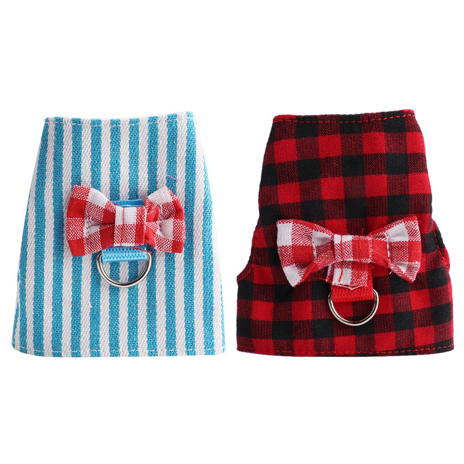 

Small Animals Traction Rope Chest Strap Red Grid Blue Stripes 2 Pieces S